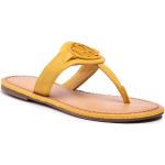 Przecenione Żółte Sandały skórzane damskie z zamszu na lato marki Tommy Hilfiger w rozmiarze 39 