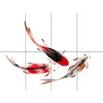 Czarne Obrazy z motywem ryb gładkie japońskie 