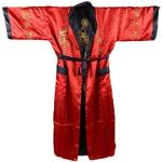 Japońskie kimono, haft smok, odwracalny, czerwony