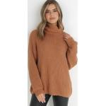 Przecenione Jasnobrązowe Swetry oversize damskie w rozmiarze L 