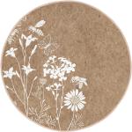 Jasnobrązowe Dywany okrągłe o średnicy 100 cm z motywem kwiatów 