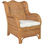 Jasnobrązowe Krzesła stylowe z poduszkami rattanowe marki ELIOR 
