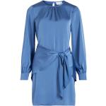 Błękitne Sukienki z długim rękawem damskie z długimi rękawami z poliestru z okrągłym dekoltem na wiosnę marki Vila w rozmiarze XL 