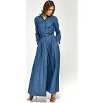 Niebieskie Sukienki z długim rękawem damskie z długimi rękawami dżinsowe maxi marki Nife w rozmiarze M 