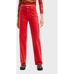 Przecenione Czerwone Jeansy Relaxed fit damskie marki Desigual w rozmiarze S 