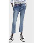 Przecenione Niebieskie Proste jeansy damskie marki Desigual w rozmiarze S 