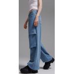 Przecenione Granatowe Szerokie jeansy damskie marki House w rozmiarze XL 