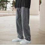 Szare Szerokie jeansy męskie gładkie luźne dżinsowe na wiosnę w rozmiarze XL 