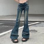Niebieskie Jeansy biodrówki damskie do prania ręcznego gładkie w stylu casual dżinsowe na jesień w rozmiarze L 