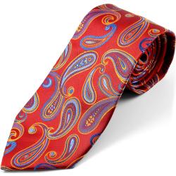 Jedwabny krawat w czerwony wzór paisley