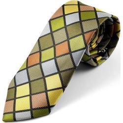 Jedwabny krawat w kolorową szachownicę