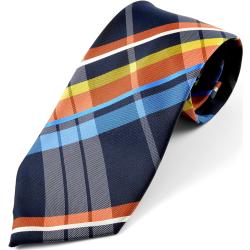 Jedwabny krawat w niebieską kratę