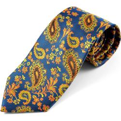 Jedwabny krawat w pomarańczowy wzór paisley