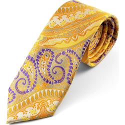 Jedwabny krawat w żółty wzór paisley