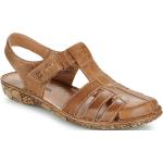 Przecenione Brązowe Sandały skórzane damskie na lato marki Josef Seibel w rozmiarze 38 - wysokość obcasa od 3cm do 5cm 