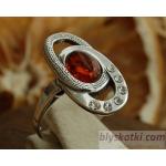 junaya - srebrny pierścionek z bursztynem i kryształkami