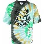 Wielokolorowe Koszulki męskie do prania w pralce z motywem tygrysów z krótkimi rękawami marki KENZO Tiger w rozmiarze L 