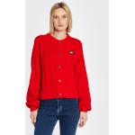 Przecenione Czerwone Swetry oversize damskie dżinsowe marki Tommy Hilfiger TOMMY JEANS w rozmiarze S 