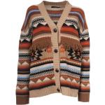 Wielokolorowe Swetry oversize damskie eleganckie z dekoltem w serek marki Max Mara w rozmiarze S 