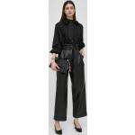 Karl Lagerfeld spodnie skórzane 220W1900 damskie kolor czarny szerokie high waist