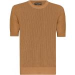 Camelowe Swetry z krótkim rękawem z krótkimi rękawami bawełniane z okrągłym dekoltem marki Dolce & Gabbana w rozmiarze XL 