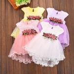 Fioletowe Sukienki dziecięce bez rękawków dla dziewczynek do prania ręcznego bawełniane - wiek: 12-24 miesięcy 