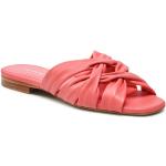 Przecenione Różowe Buty skórzane damskie z gładkiej skóry na lato marki Emporio Armani w rozmiarze 37 