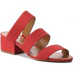Przecenione Czerwone Buty skórzane damskie z nubuku na lato marki Gino Rossi w rozmiarze 37 