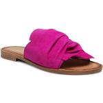Przecenione Różowe Buty skórzane damskie z zamszu na lato marki Nessi w rozmiarze 38 