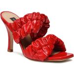 Przecenione Czerwone Buty skórzane damskie z gładkiej skóry na lato marki PINKO w rozmiarze 40 