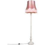Klasyczna lampa podłogowa szara klosz Granny różowy 45cm - Classico