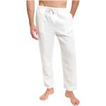 Białe Lniane spodnie męskie w rozmiarze XL 