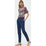 Kobaltowe Eleganckie spodnie damskie z wiskozy marki Nife w rozmiarze XL 