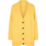 Żółte Swetry oversize damskie klasyczne z dekoltem w serek marki DESIGNERS REMIX COLLECTION w rozmiarze uniwersalnym 