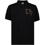 Czarne Koszule z lamówką męskie z krótkimi rękawami gładkie marki Burberry w rozmiarze L 