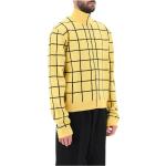 Żółte Swetry na zamek męskie w kratkę z wiskozy marki MARNI w rozmiarze L 