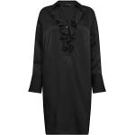 Czarne Zwiewne sukienki damskie z falbankami z wiskozy z dekoltem w serek marki MOS MOSH w rozmiarze S 