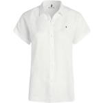 Białe Bluzki z krótkim rękawem damskie z krótkimi rękawami eleganckie z lnu na wiosnę marki Tommy Hilfiger w rozmiarze XL 