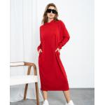 Czerwone Sukienki z kieszeniami damskie w stylu casual na lato w rozmiarze XL 
