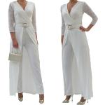 Białe Kombinezony damskie eleganckie dla gości weselnych w rozmiarze 5 XL 