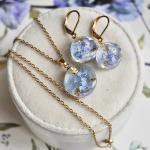 Niebieskie Komplety biżuterii damskie stalowe 