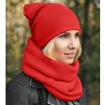 Czerwone Komplety zimowe damskie gładkie eleganckie z poliestru Made in Poland 