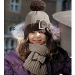 Czapka i szalik zimowy dla dziewczynki Alina, beż + brąz, rozm. 50-52 cm