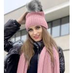 Różowe Komplety zimowe damskie z poliestru Made in Poland 