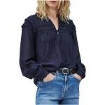 Niebieskie Koszule z długim rękawem damskie do prania ręcznego dżinsowe z dekoltem w serek marki Pepe Jeans w rozmiarze S 
