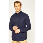 Przecenione Granatowe Koszule typu slim męskie w stylu biznesowym marki ETON 