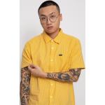 Przecenione Żółte Koszule męskie z bawełny seersucker na lato marki RVCA w rozmiarze S 