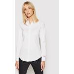 Przecenione Białe Koszule typu slim damskie w stylu biznesowym marki Tommy Hilfiger w rozmiarze XL 