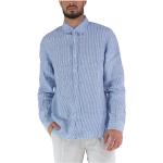 Niebieskie Koszule w prążki męskie w paski w stylu casual marki Guess w rozmiarze XL 