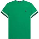 Zielone Koszule w prążki z krótkimi rękawami w paski eleganckie bawełniane marki Fred Perry w rozmiarze XL 